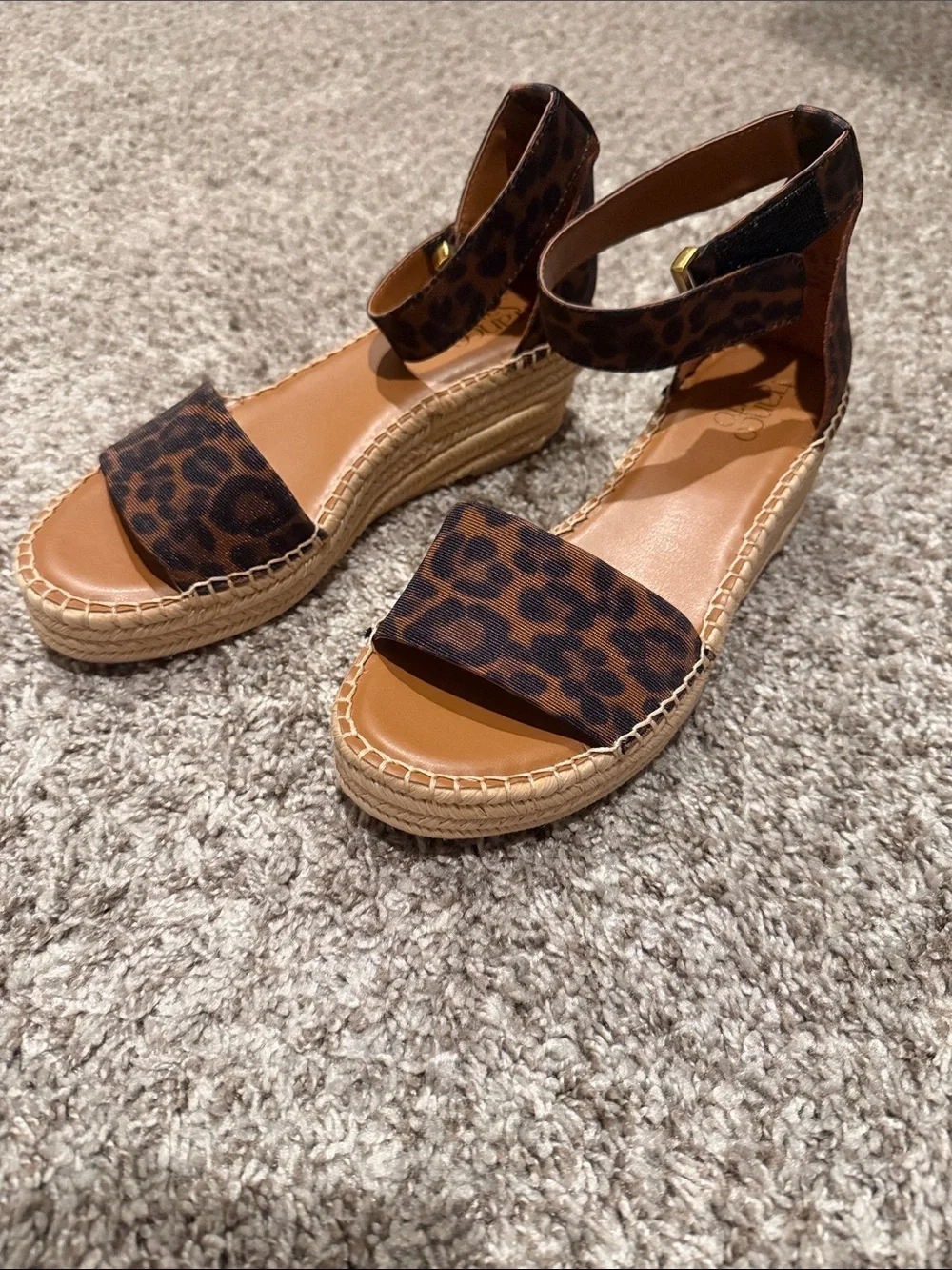 Franco Sarto Leopard Print Espadrille Wedge Sandals - Brown